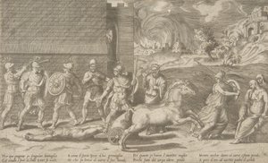 Het gevecht van Hector en Achilles, en Achilles die het lichaam van Hector rond sleept