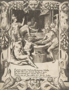 Vulcanus, Neptunus, Athena en andere goden maken boeien om Jupiter uit de hemel te trekken (detail)
