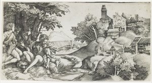 Herders in een landschap