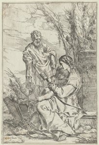 Heilige Familie met Maria lezend door Giulio Carpioni (I)