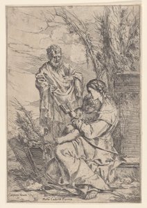 De Heilige Familie met de Maagd die een boek leest, 1640-60 door Giulio Carpioni