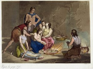Oude Mexicanen maken brood - in "Het Oude en Moderne Kostuum" door Ferrario, ed. Milaan door Giulio Ferrario