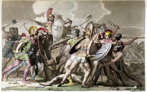 Gevecht om het lijk van Patroclus (Trojaanse Oorlog) - in "Het Oude en Moderne Kostuum" door Ferrario, ed. Milaan