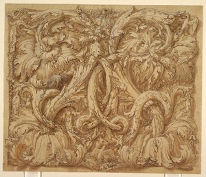 Ontwerp voor Acanthus Rinceaux met Dieren en Vogels door Giulio Romano