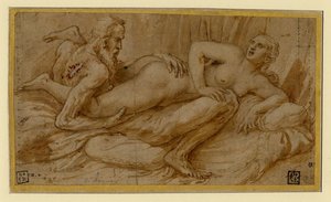 Erotische scène door Giulio Romano