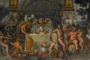 Fresco detail uit de Kamer van Amor en Psyche, 1526-1534 door Giulio Romano