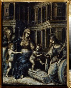 De Heilige Familie met Sint-Catharina door Giulio Romano
