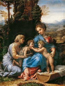 De Heilige Familie met Johannes de Doper als jongen en Sint-Elizabeth door Giulio Romano