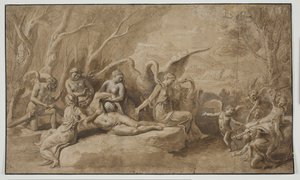 Venus Treurt om de Dood van Adonis door Giulio Romano