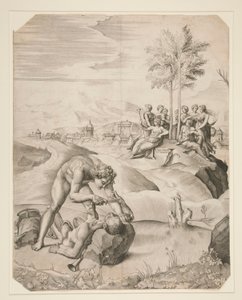 Het villen van Marsyas door Giulio Sanuto