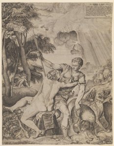 Venus en Adonis door Giulio Sanuto