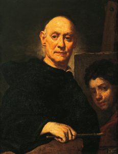 Zelfportret tijdens het schilderen door Giuseppe  Ghislandi