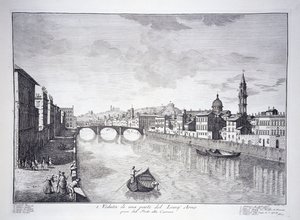 Uitzicht op een deel van de rivier de Arno