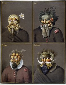De vier seizoenen: mannen met groentehoofden in de stijl van Giuseppe Arcimboldo door Giuseppe (style of) Arcimboldo