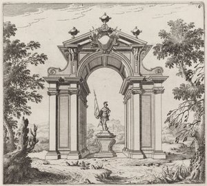 Triomfboog in een landschap