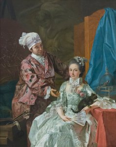 Zelfportret met vrouw, c.1757 door Giuseppe Baldrighi