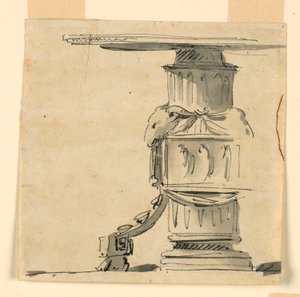 Ontwerp voor een tafel met versierde basis door Giuseppe Barberi