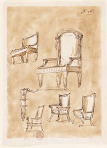 Ontwerpen voor stoelen door Giuseppe Barberi