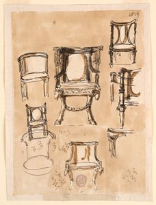 Ontwerpen voor stoelen door Giuseppe Barberi