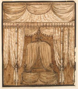 Tekening, Uitsnede van een bed alkoof, ca. 1790 door Giuseppe Barberi