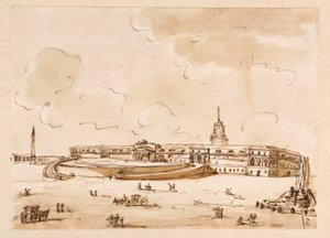 Plein met een paleis door Giuseppe Barberi
