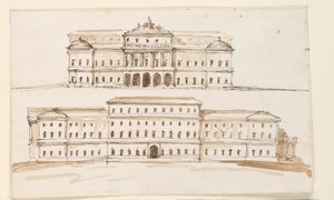Twee hoogtes van het centrale deel van een paleis door Giuseppe Barberi