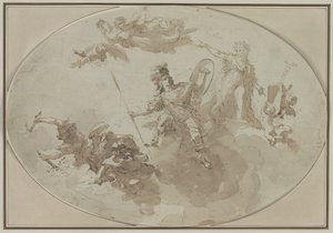 Plafondstudie: Allegorie van Vrede en Oorlog, ca. 1800 door Giuseppe Bernardino Bison