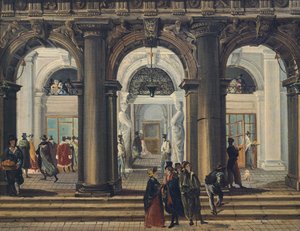 Ingang van de Marciana Bibliotheek in Venetië
