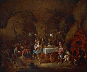 Heksenbijeenkomst, door Giuseppe Bernardino Bison, olieverf op doek, Italië