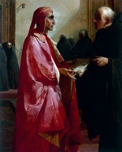 Ontmoeting tussen Dante (1265-1321) en Fra Ilario