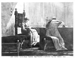 Lucrezia Borgia (1480-1519) en haar vader Paus Alexander VI (1431-1503) door Giuseppe Boschetto
