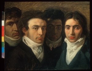 Zelfportret met Felice Bellotti, Gaetano Cattaneo en Carlo Porta