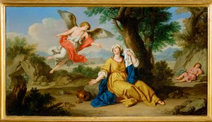 Hagar en de engel (schilderij op doek)