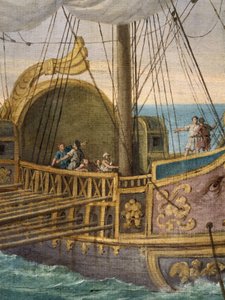 Sint Paula (Santa Paola Romana, 347-406,) vertrekt naar het Heilige Land, detail van de boot