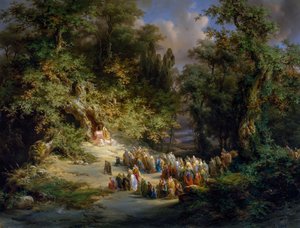 Vroege christelijke mis in het bos