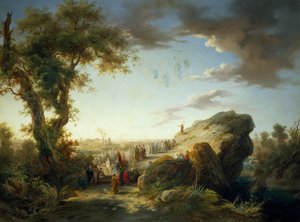 Italië, Aglie Ducale Kasteel, Sint Johannes de Doper predikend, door Giuseppe Camino (1818-1890) door Giuseppe Camino