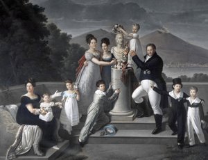 (Familie van koning Francesco I van de Twee Siciliën). Van links naar rechts: Maria Isabella di Borbone-Spanje (tweede vrouw van Francesco I), Maria Carolina Ferdinanda, Maria Antonietta Groothertogin van Toscane, Luisa Carlotta, Maria Cristina Koningin va