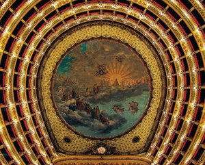 Plafond geschilderd door Giuseppe Cammarano, Teatro San Carlo, Napels, Campania