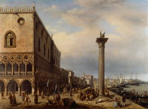 Riva degli Schiavoni (promenade) in Venetië door Giuseppe Canella