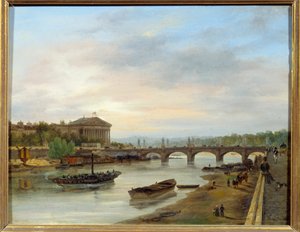 Het Palais Bourbon en de Pont Louis XVI gezien vanaf de Quai des Tuileries in Parijs