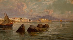 De Baai van Napels door Giuseppe Carelli