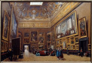 Zicht op het Salonplein van het Louvre Museum door Giuseppe Castiglione