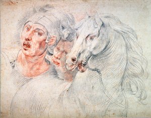 Studie van een paard en twee soldaten, begin 17e eeuw