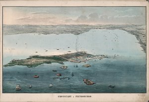 Panoramisch uitzicht op Kronstadt, 1853