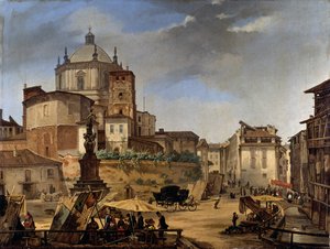De kerk van Sint-Laurentius in Milaan door Giuseppe Elena