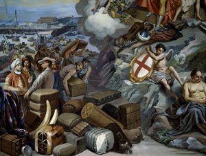 Ligurische handel, schilderij door Giuseppe Isola (1808-1893), Italië door Giuseppe Isola