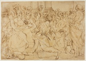 Studie voor de bruiloft te Kana door Giuseppe Maria Crespi