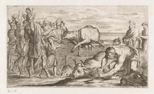 Trojanen offeren dieren aan Neptunus door Giuseppe Maria Mitelli