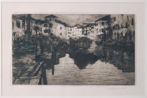 Het vismarktkanaal in Chioggia door Giuseppe Miti Zanetti
