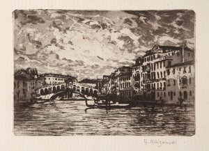 De Rialtobrug in Venetië door Giuseppe Miti Zanetti